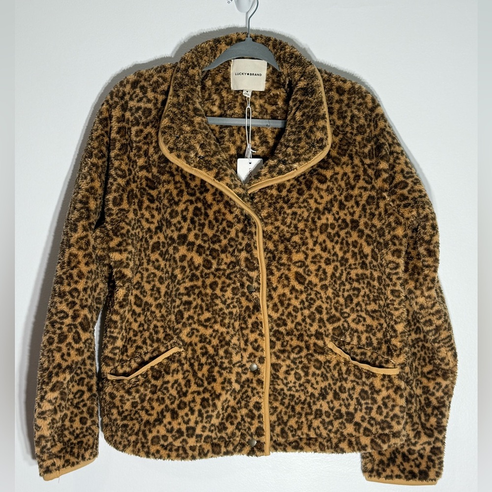 Lucky Brand Leopard Faux Fur Jacket